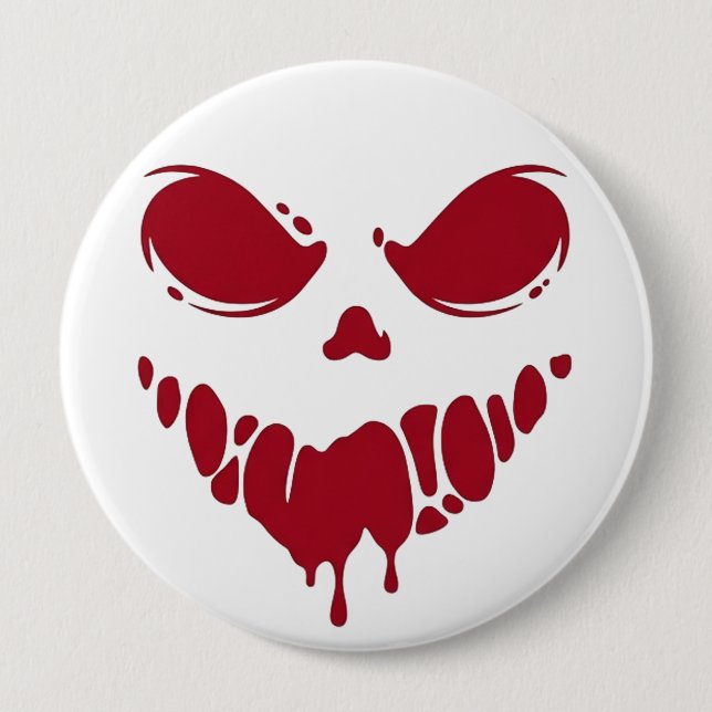Badge Rond 10 Cm Bouton Visage Sanglant Effrayant - Épingle Patch H (Devant)