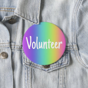 Badge Rond 10 Cm Bouton Volontaire Arc-en-ciel