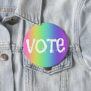 Badge Rond 10 Cm Bouton Voter Campagne Arc-en-ciel