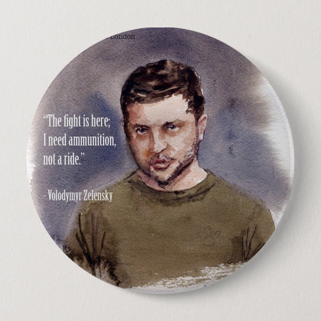 Badge Rond 10 Cm Bouton Zelensky, Volodymir (Devant)