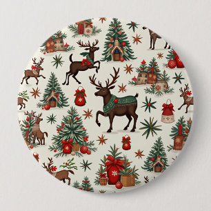 Badge Rond 10 Cm Boutons de Noël