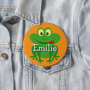 Badge Rond 10 Cm Boutons de nom de grenouille animée mignonne pour 
