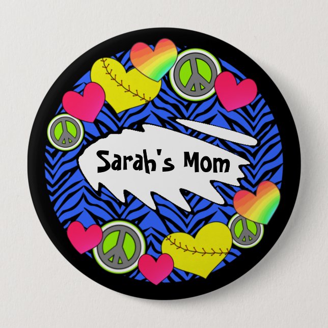 Badge Rond 10 Cm Boutons de talent de Fastpitch d'amour de paix (Devant)