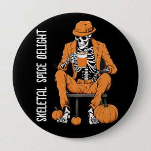 Badge Rond 10 Cm Boutons d'Halloween, épices squelettiques Éffrayan