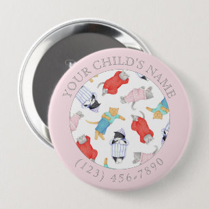 BADGE ROND 10 CM BOUTONS D'IDENTIFICATION POUR ENFANTS CATS PAJAMAS