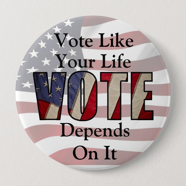 Badge Rond 10 Cm Boutons Jumbo Vote (Devant)