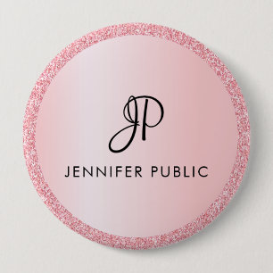 Badge Rond 10 Cm Boutons Personnalisé Monogram Modèle Rose Or