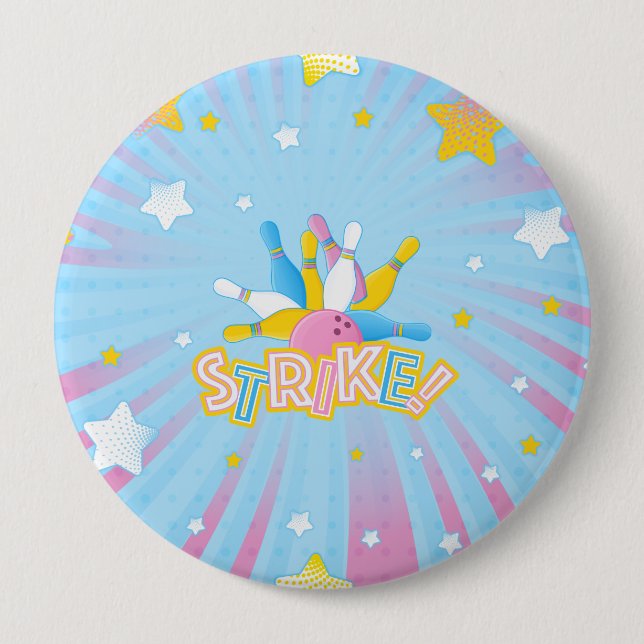Badge Rond 10 Cm Bowling Party  (Devant)