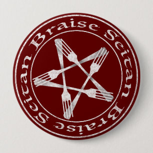 Badge Rond 10 Cm Braise Seitan Vegan Pentagram (light version)