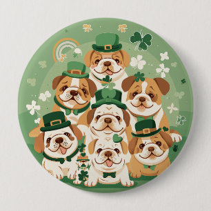 Badge Rond 10 Cm Bulldogs anglais de la Saint-Patrick