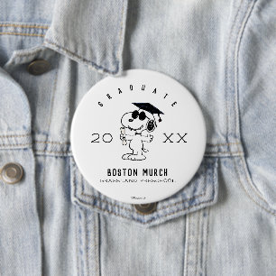 Badge Rond 10 Cm cacahuètes   Snoopy Graduate