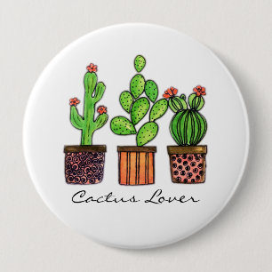 Badge Rond 10 Cm Cactus mignon d'aquarelle dans des pots