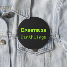 Cadeau de bouton de salutations amusant d'alien au