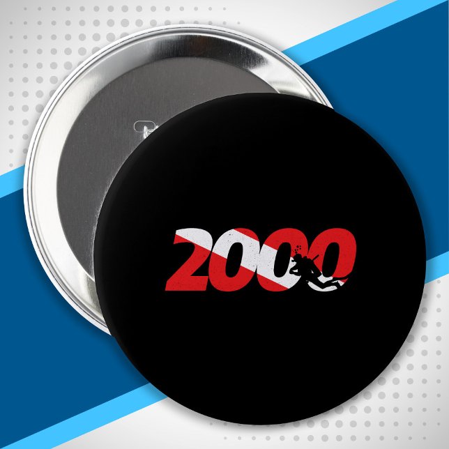 Badge Rond 10 Cm Cadeau de plongée - 2000th Dive - Diver Down Divin (Créateur téléchargé)