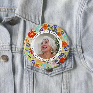 Badge Rond 10 Cm Cadre photo mémorial de fleur sauvage lumineuse av