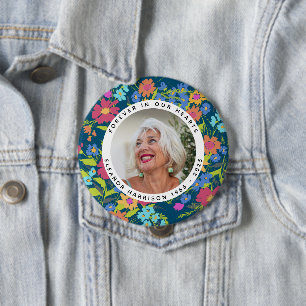 Badge Rond 10 Cm Cadre photo mémorial Pretty Wildflower avec texte