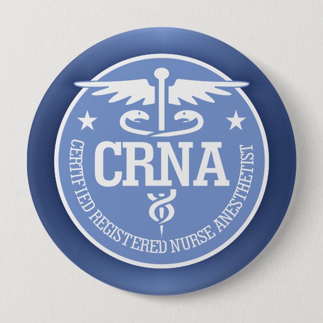 Badge Rond 10 Cm Caduceus CRNA idées cadeaux (Devant)
