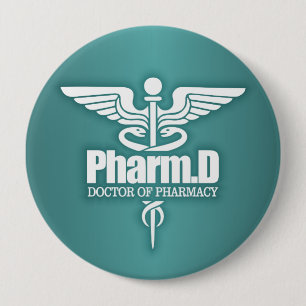 Badge Rond 10 Cm Caduceus PharmD 3