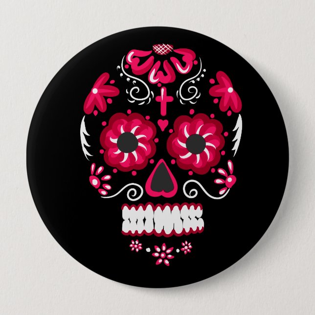 Badge Rond 10 Cm Calavera (Devant)