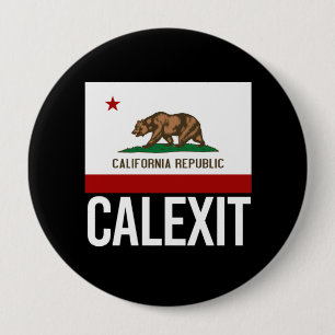 Badge Rond 10 Cm Calexit - blanc de drapeau de sortie de la