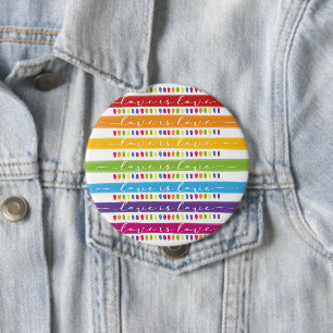 Badge Rond 10 Cm Calligraphie L'amour est l'amour Rainbow Pride