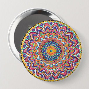 Badge Rond 10 Cm Calme Belle couleur colorée Mandala floral