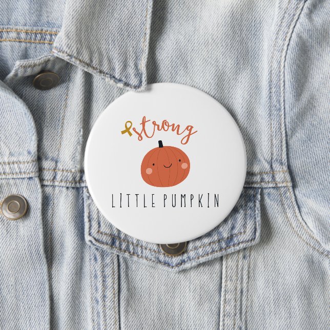 Badge Rond 10 Cm cancer de l'enfance citrouille (En situation)