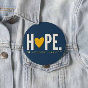 Badge Rond 10 Cm cancer de l'enfant HOPE or coeur Bouton