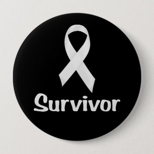 Badge Rond 10 Cm Cancer Survivant Blanc