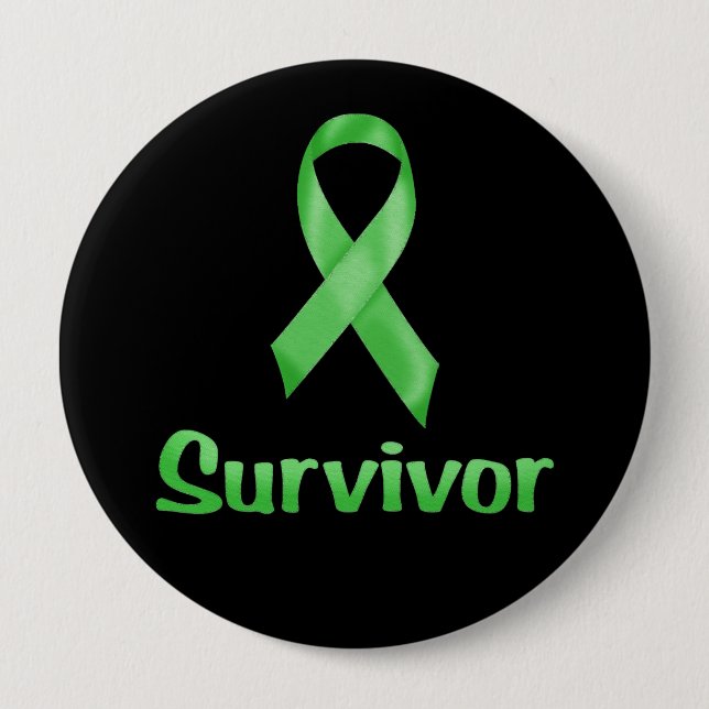 Badge Rond 10 Cm Cancer Survivant Green (Devant)