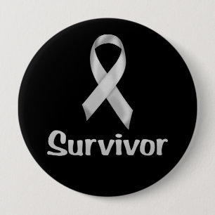 Badge Rond 10 Cm Cancer Survivant Grey