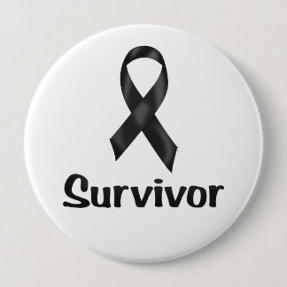 Badge Rond 10 Cm Cancer Survivant Noir