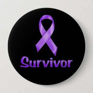 Badge Rond 10 Cm Cancer Survivant Purple