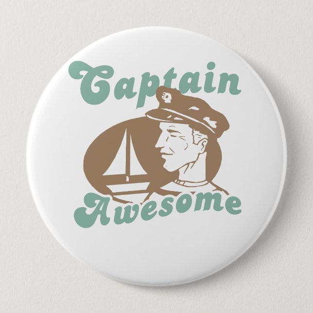 Badge Rond 10 Cm Capitaine Awesome (Devant)