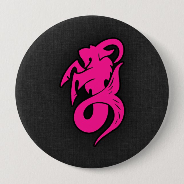 Badge Rond 10 Cm Capricorne rose chaud (Devant)