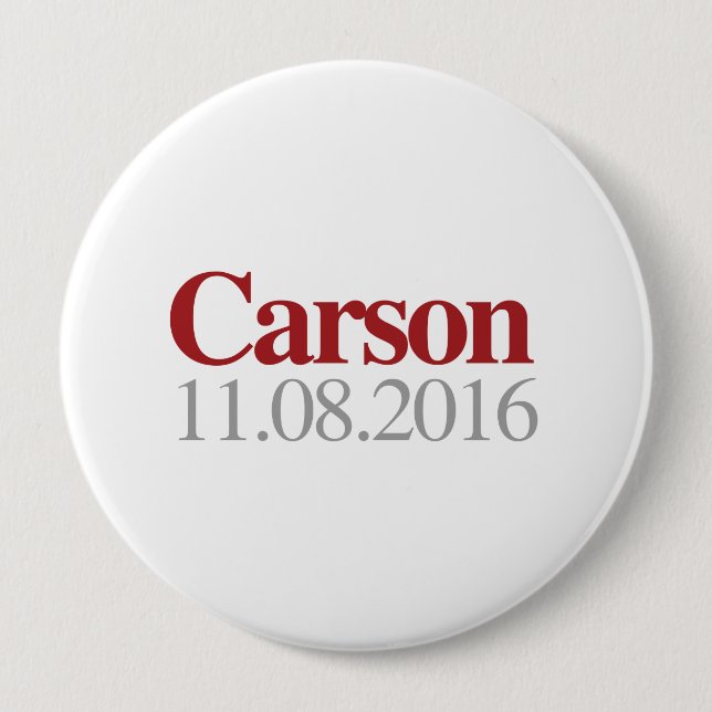 Badge Rond 10 Cm Carson le 8 novembre 2016 (Devant)