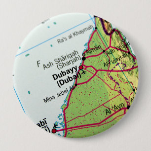 Badge Rond 10 Cm Carte de ville de Dubaï
