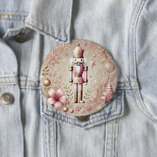 Badge Rond 10 Cm Casse-noisette élégant et fantaisiste rose et or p