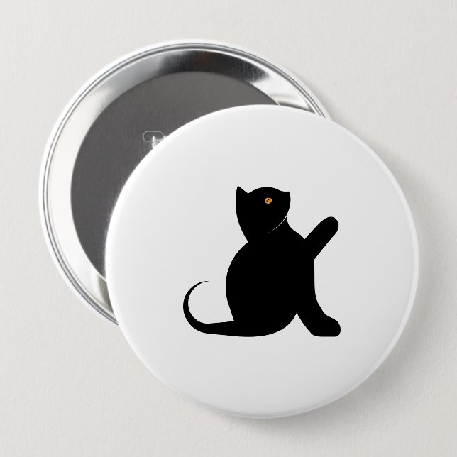 Badge Rond 10 Cm Cat dit bonjour (Devant & derrière)