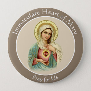 Badge Rond 10 Cm Catholique impeccable béni de coeur de Vierge