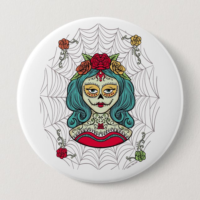 Badge Rond 10 Cm Catrina Día de Muertos Web (Devant)