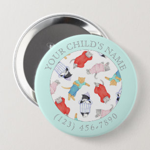 Badge Rond 10 Cm CATS PAJAMAS Bouton d'identification pour enfants