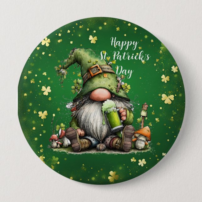 Badge Rond 10 Cm Célébration de gnome de la St-Patrick fantaisiste (Devant)