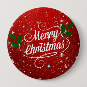 Badge Rond 10 Cm Célébration rouge, Joyeux Noël