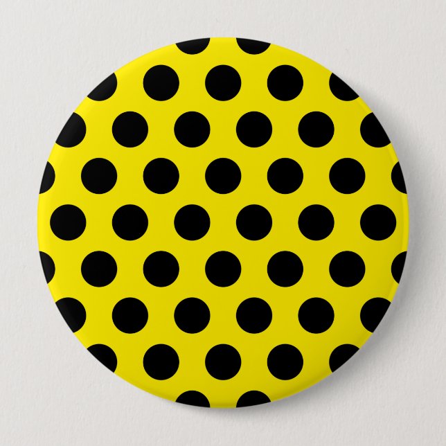 Badge Rond 10 Cm Cercles noirs sur Arrière - plan jaune (Devant)