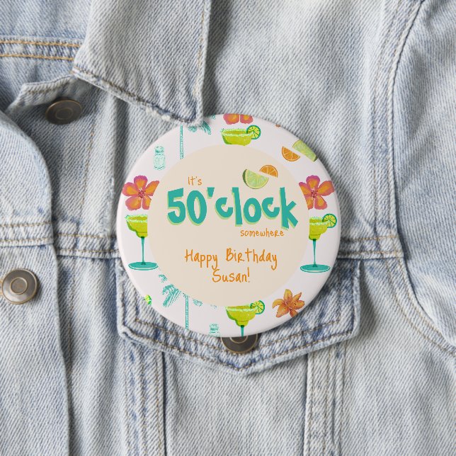 Badge Rond 10 Cm C'est 50 heures Thème de fête (En situation)