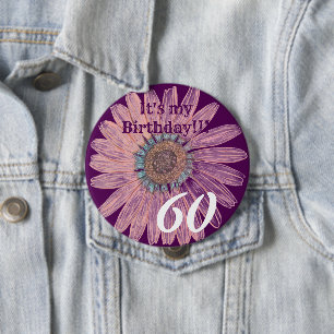 Badge Rond 10 Cm C'est mon anniversaire ! ! Fleur Anniversaire pers