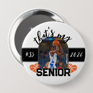 Badge Rond 10 Cm C'est mon joueur de basket-ball senior pour parent