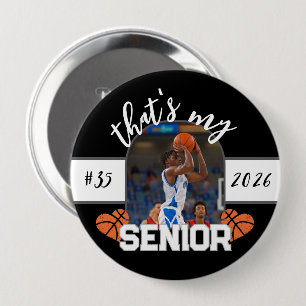 Badge Rond 10 Cm C'est mon joueur de basket-ball senior pour parent