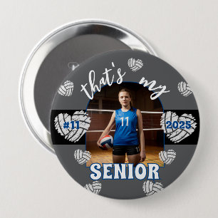 Badge Rond 10 Cm C'est mon joueur senior de volley-ball pour les pa